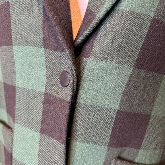 MANGO | Checked Structured Coat, Oversized Fit Long Green and Black Plaid Sz. S - Picture 2 of 9